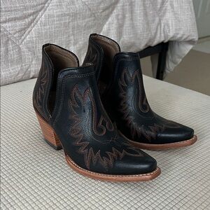 Ariat Black and Brown Western Ankle Booties